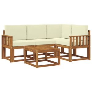 vidaXL Комплект дивани за открито 5 pcs Натурален и Крема