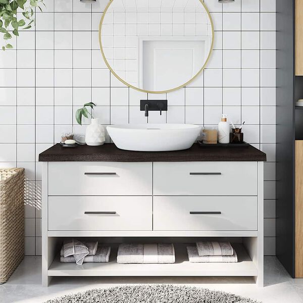 vidaXL Плот за баня тъмнокафяв 100x40x(2-6)см обработено масивно дърво