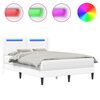 vidaXL Рамка за легло с LED ленти Бяло 120 x 190 cm Изкуствена