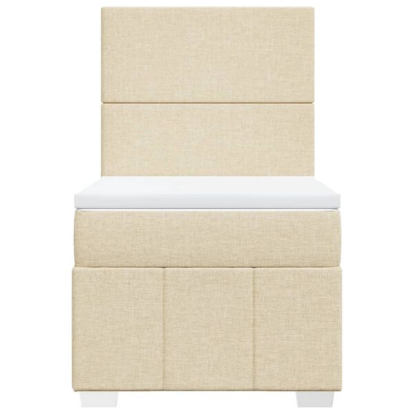 vidaXL Боксспринг легло с матрак, кремава, 90x200 см, плат