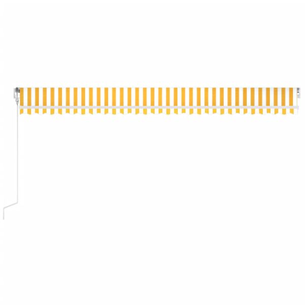 vidaXL Автоматичен сенник LED и сензор за вятър 600x350 см жълто/бяло