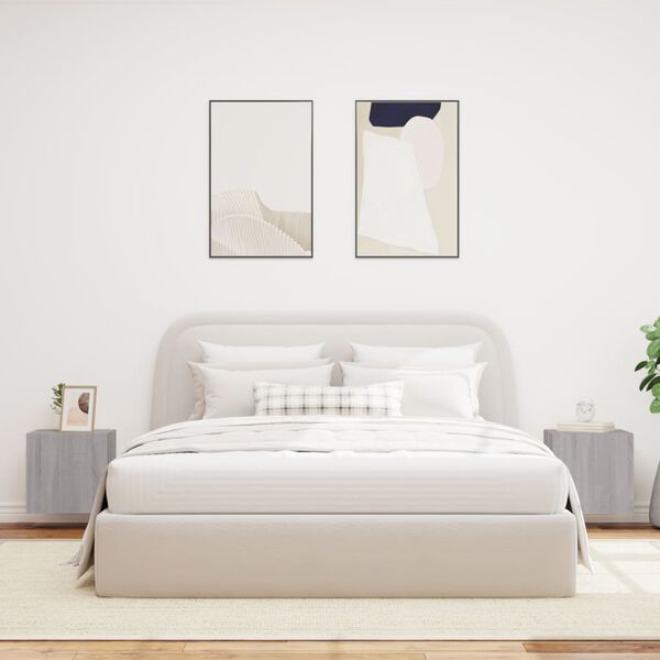 vidaXL Стенни ТВ шкафове с LED лампи, 2 бр, сив сонома, 40,5x35x40 см