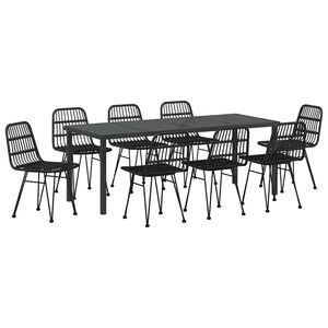 vidaXL Комплект за хранене в градината 9 pcs Черно