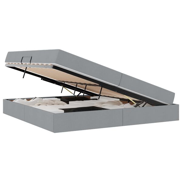 vidaXL Легло с място за съхранение и матрак Светлосиво 200 x 200 cm