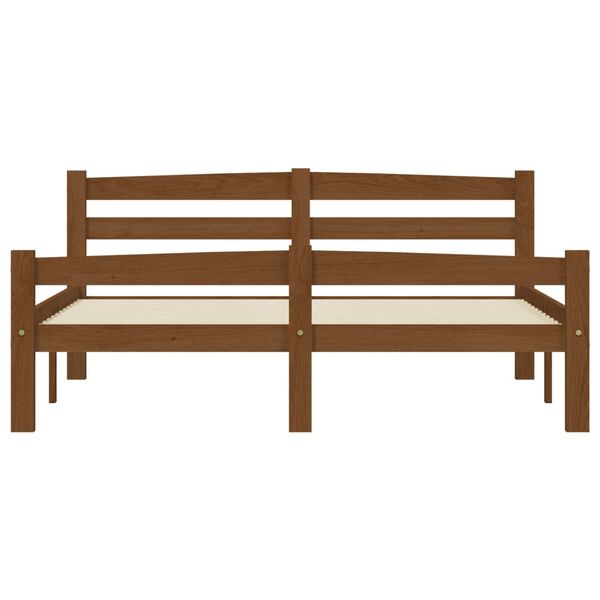 vidaXL Рамка за легло, меденокафява, борово дърво масив, 120x200 см
