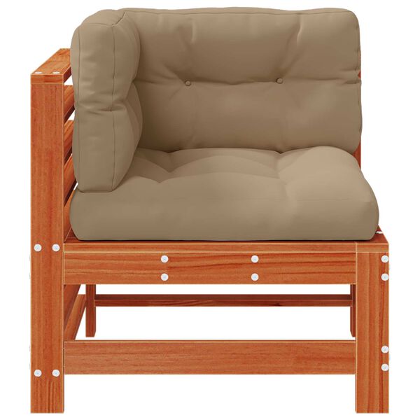 vidaXL Градинен ъглов диван Масивна боровина Восъчен Кафяв