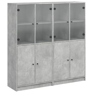 vidaXL Библиотека с врати бетонно сива 136x37x142 см инженерно дърво