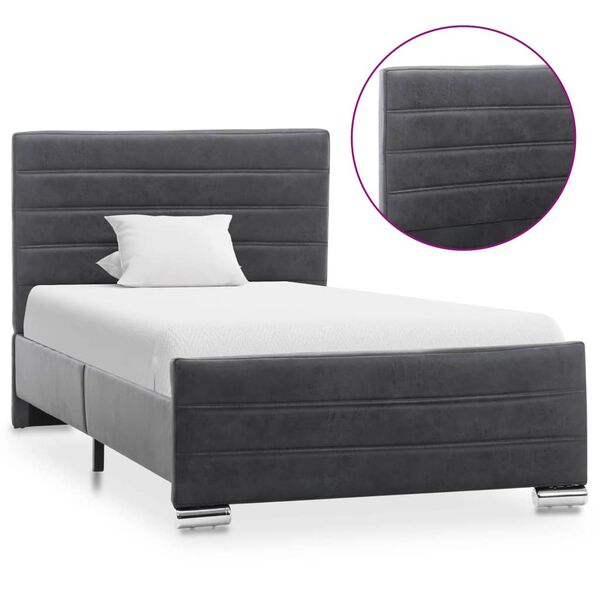 vidaXL Рамка за легло, сива, изкуствен велур, 100x200 см