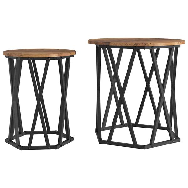 vidaXL Масичка за кафе 2 pcs Старо дърво 50 x 50 x 50 cm