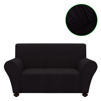 131080 vidaXL Stretch Couch Slipcover Black Polyester Jersey