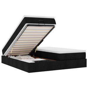 vidaXL Османска легло с матраци, черно, 180x200 см, плат