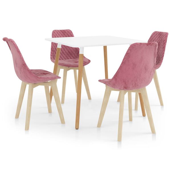 vidaXL Трапезен комплект от 5 части, розов