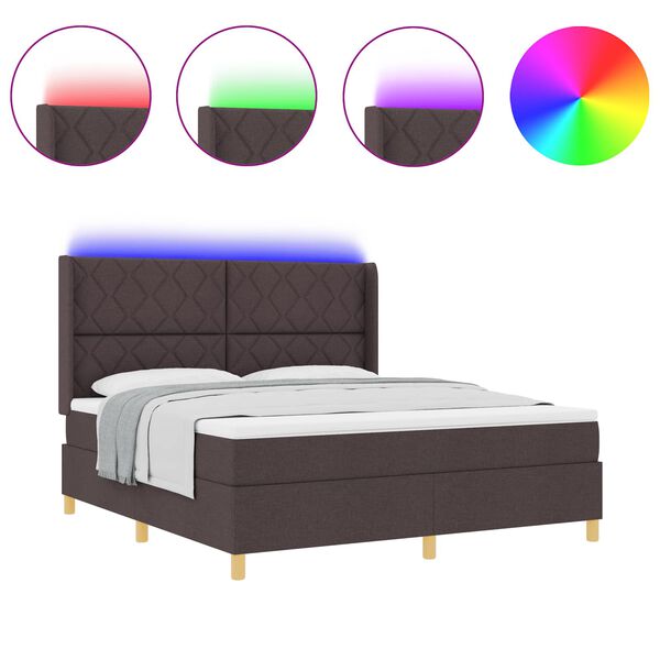 vidaXL Легло с пружинирана основа с матрак Кафяво 180 x 200 cm текстил