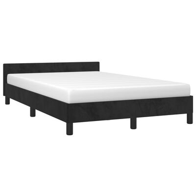 vidaXL Рамка за легло с табла, черна, 120x190 см, кадифе