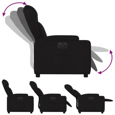 vidaXL Електрически стол реклайнер, черен, текстил