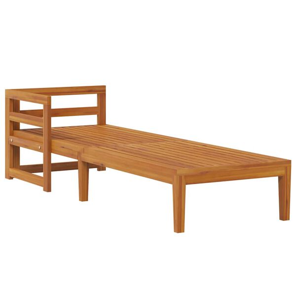 vidaXL Шезлонг с 1 подлакътник, тъмносив, акациево дърво масив