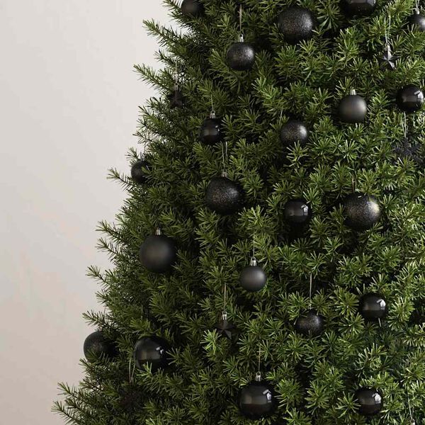 vidaXL Комплект коледни топки от 111 части, черни, полистирен