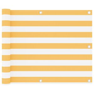 vidaXL Балконски параван, бяло и жълто, 75x300 см, оксфорд плат