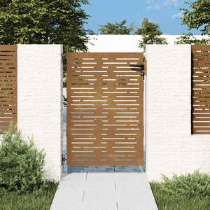 vidaXL Градинска порта 85x125 см, кортенова стомана, квадратен дизайн