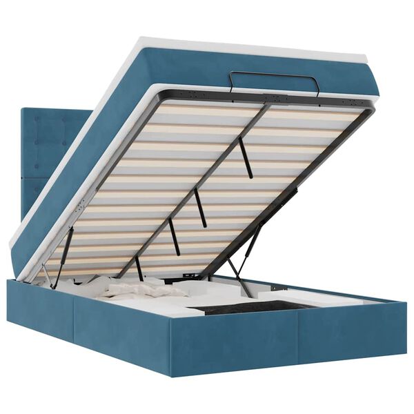 vidaXL Османска легло с матраци, тъмносиньо, 120x190 см, кадифе