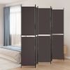 vidaXL Параван за стая, 5 панела, кафяв, 250x220 см, плат