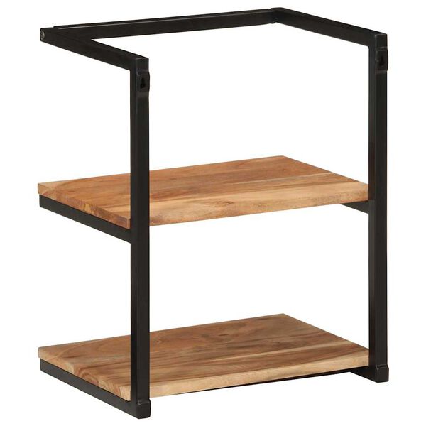 vidaXL Рафт за стена, 40x30x50 см, акациево дърво масив и желязо