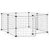 vidaXL 8-панелен кът за домашни любимци с врата, черна, 70x70x35 см, стомана
