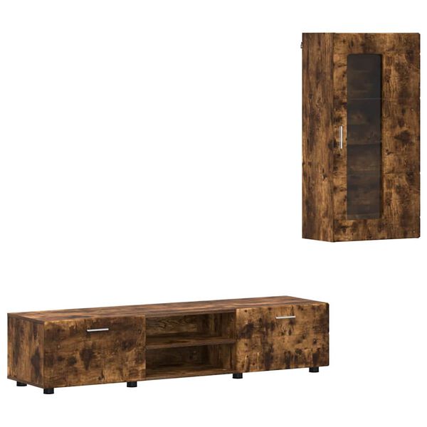 vidaXL Комплект ТВ шкаф с чекмедже FLORIN Димян дъб Инженерно дърво