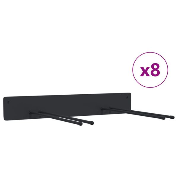 vidaXL Стенни държачи за градински инструменти, 8 бр, черни, стомана