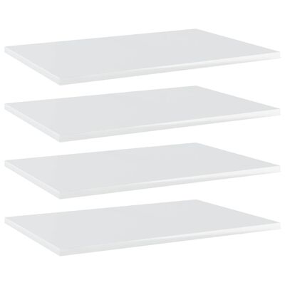 vidaXL Рафтове за етажерка, 4 бр, бял гланц, 60x40x1,5 см, ПДЧ