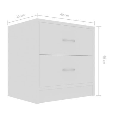 vidaXL Нощно шкафче, бяло, 40x30x40 см, ПДЧ