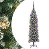 vidaXL Изкуствено Тънко Коледно Дърво Зелен и бял 120 cm
