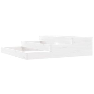 vidaXL Плантер, бяла, 107x107x27 см, борово дърво масив