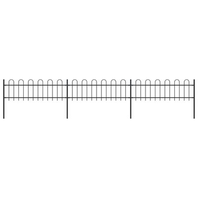 vidaXL Градинска ограда с извити върхове, стомана, 5,1x0,6 м, черна