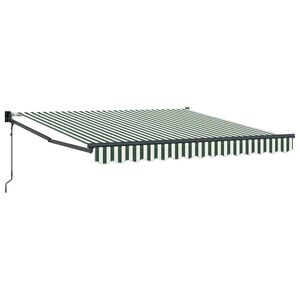 vidaXL Прибираща се тента Зелен и бял 350 x 250 cm Полиестер и метал