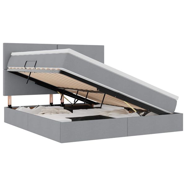 vidaXL Легло с място за съхранение и матрак Светлосиво 160 x 200 cm
