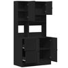 vidaXL Кухненски шкаф, черен, 95x50x180 см, инженерно дърво