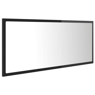 vidaXL LED огледало за баня, черен гланц, 100x8,5x37 см, акрил