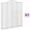 vidaXL Габионни кошници арка 5 бр 200x30x220/240 см поцинковано желязо