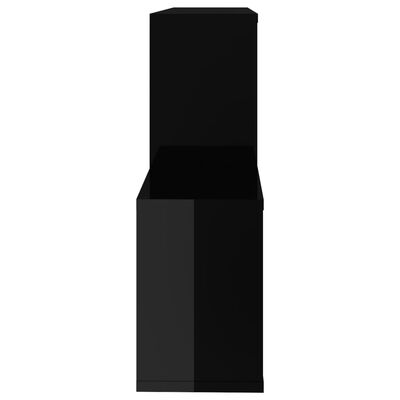 vidaXL Стенен рафт, черен гланц, 100x18x53 см, ПДЧ