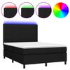 vidaXL Боксспринг легло с матрак и LED, черно, 140x190 см, плат