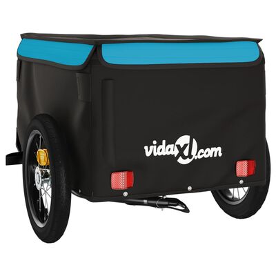 vidaXL Ремарке за велосипед, черно и синьо, 30 кг, желязо