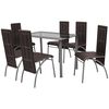 vidaXL Трапезен комплект, седем части, кафяв