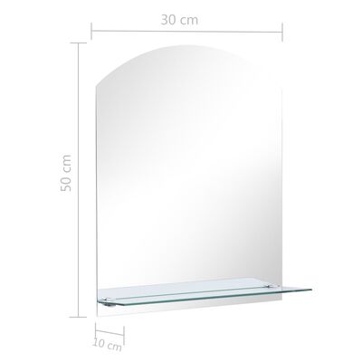 vidaXL Стенно огледало с рафт, 30x50 см, закалено стъкло