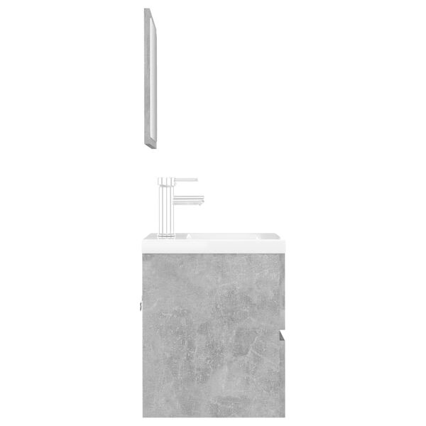 vidaXL Комплект мебели за баня, бетонно сив, инженерно дърво