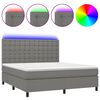 vidaXL Боксспринг легло с матрак и LED, тъмносиво, 180x200 см, плат