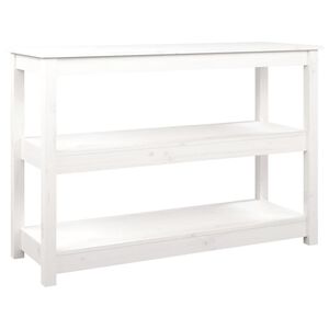 vidaXL Конзолна маса бяла 110x40x74 см борово дърво масив