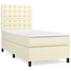 vidaXL Боксспринг легло с матрак, кремаво, 100x200 см, изкуствена кожа