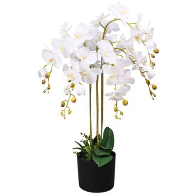 vidaXL Изкуствена орхидея със саксия 75 см бяла