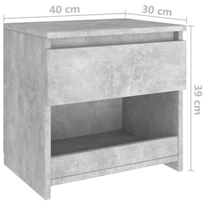 vidaXL Нощни шкафчета, 2 бр, бетонно сиви, 40x30x39 см, ПДЧ
